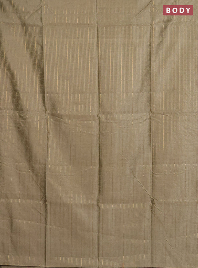 Semi dupion saree beige and pink with allover zari weaves in borderless style