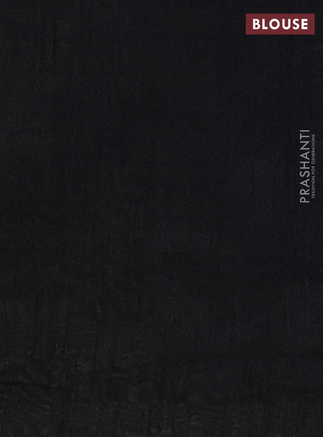 Semi dupion saree lime yellow and black with allover zari weaves in borderless style