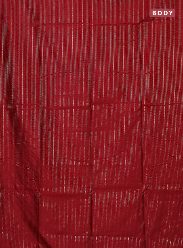 Semi dupion saree maroon and blue with allover zari weaves in borderless style