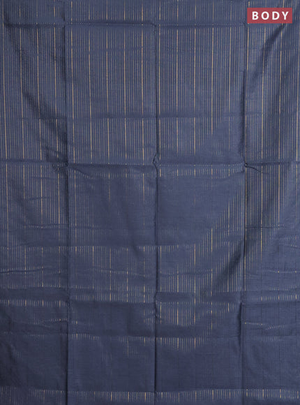 Semi dupion saree grey and purple with allover zari weaves in borderless style