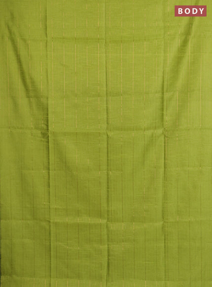 Semi dupion saree fluorescent green and black with allover zari weaves in borderless style