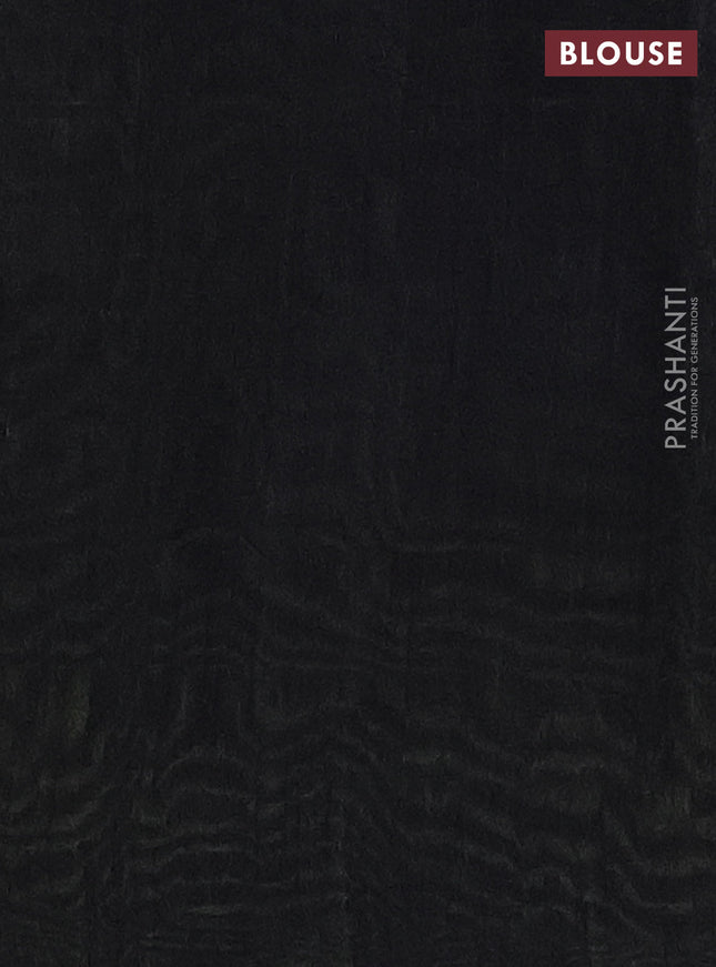 Semi dupion saree fluorescent green and black with allover zari weaves in borderless style