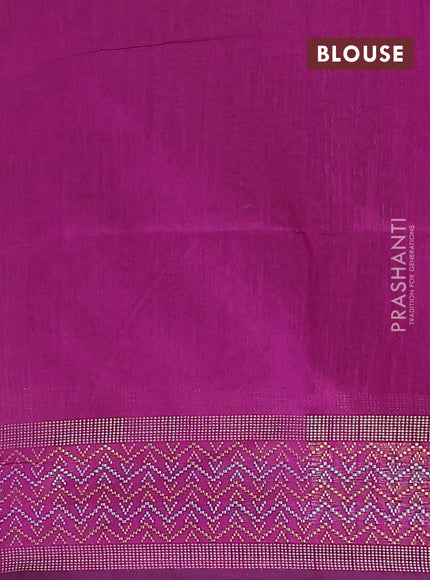Semi dupion saree purple with plain body and silver & gold zari woven border