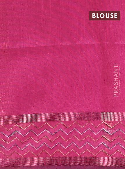 Semi dupion saree yellow and pink with plain body and silver & gold zari woven border