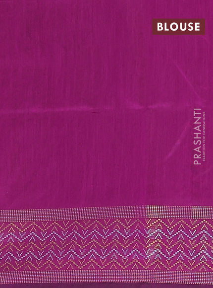 Semi dupion saree peach shade and purple with plain body and silver & gold zari woven border