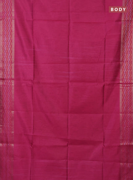 Semi dupion saree pink and mustard yellow with plain body and silver & gold zari woven border