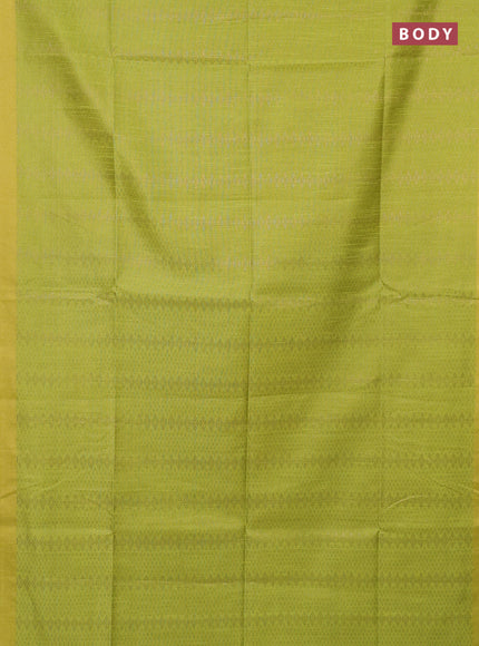 Semi dupion saree fluorsecntgreen and black with allover zari weaves and zari woven border