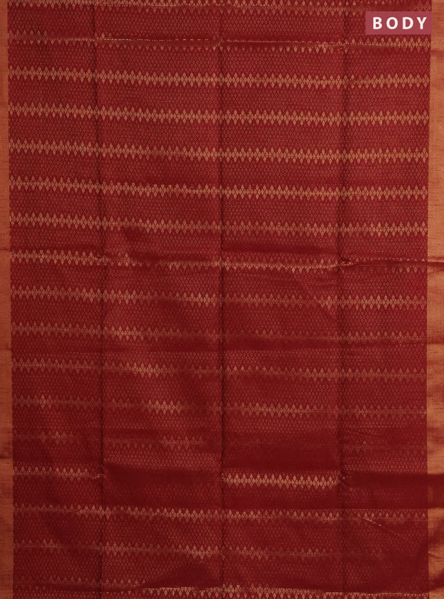Semi dupion saree maroon and black with allover zari weaves and zari woven border