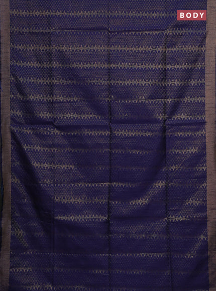 Semi dupion saree navy blue and blue with allover zari weaves and zari woven border