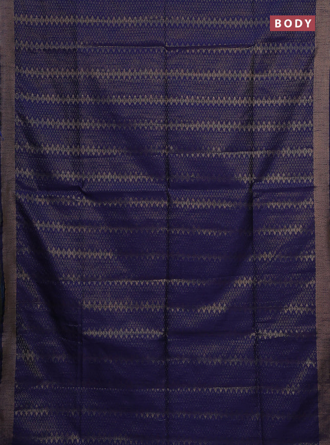 Semi dupion saree navy blue and blue with allover zari weaves and zari woven border