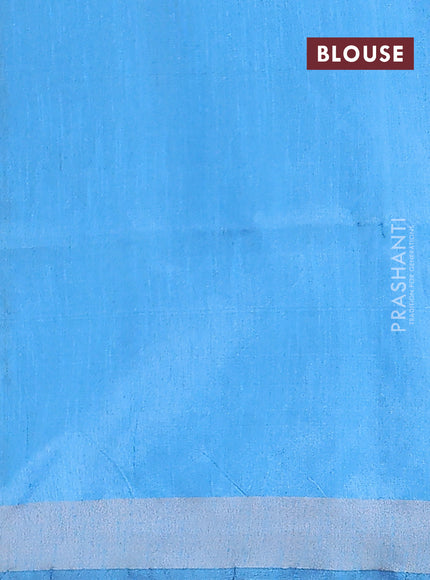 Semi dupion saree navy blue and blue with allover zari weaves and zari woven border