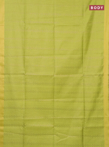 Semi dupion saree fluorsecntgreen and pink with allover zari weaves and zari woven border