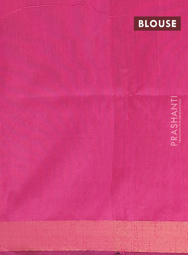 Semi dupion saree fluorsecntgreen and pink with allover zari weaves and zari woven border
