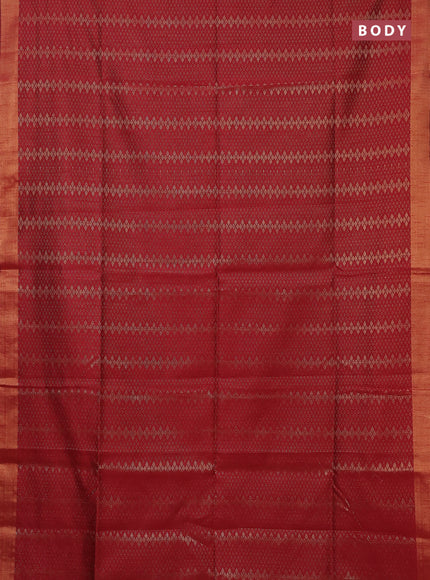Semi dupion saree maroon and navy blue with allover zari weaves and zari woven border
