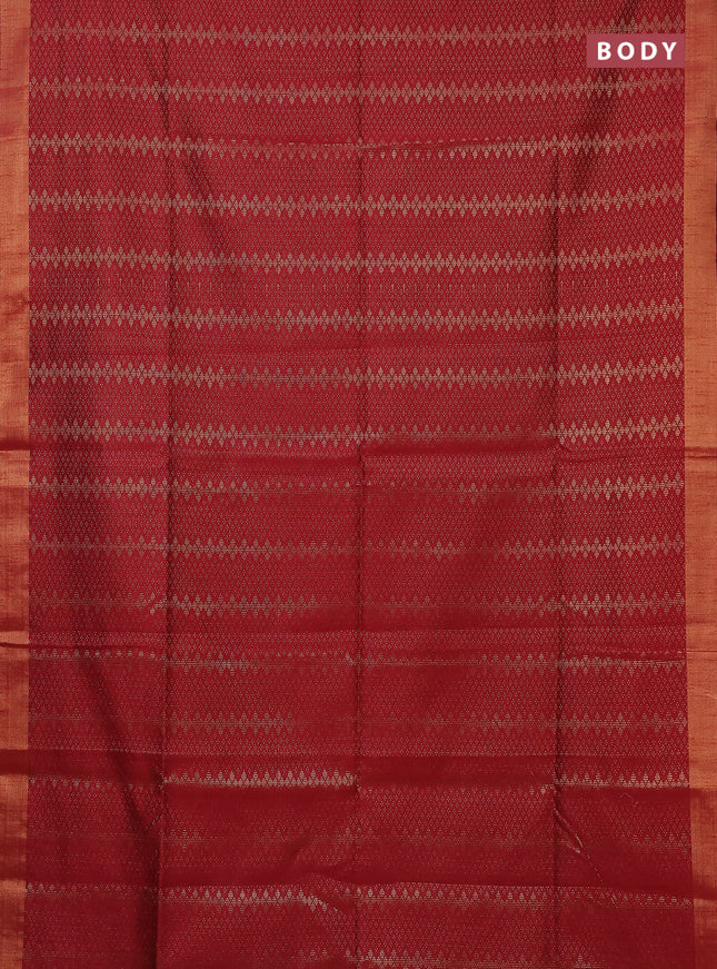 Semi dupion saree maroon and navy blue with allover zari weaves and zari woven border