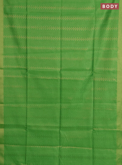 Semi dupion saree parrot green and maroon with allover zari weaves and zari woven border