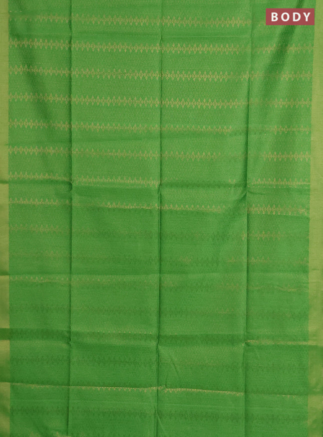 Semi dupion saree parrot green and maroon with allover zari weaves and zari woven border