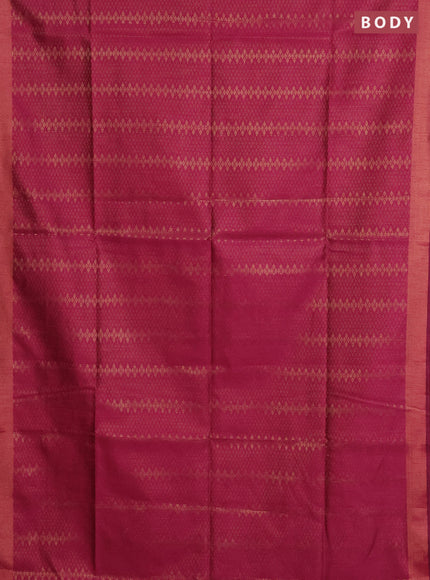 Semi dupion saree pink and fluorscent green with allover zari weaves and zari woven border