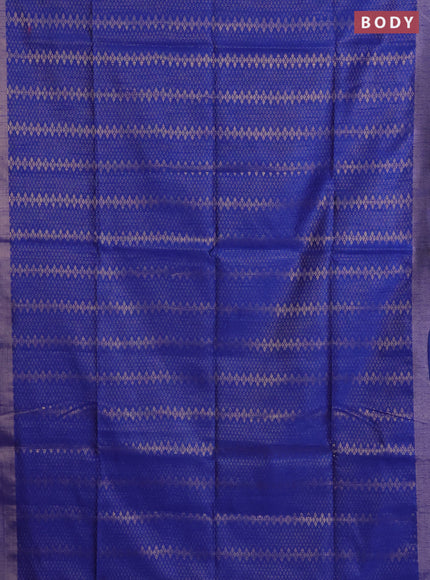 Semi dupion saree blue and green with allover zari weaves and zari woven border