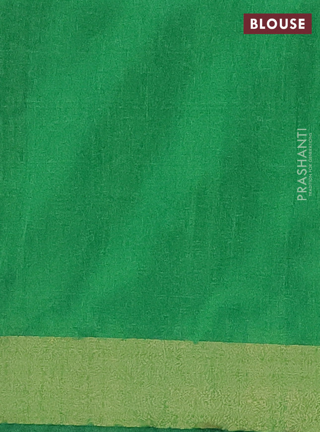 Semi dupion saree blue and green with allover zari weaves and zari woven border