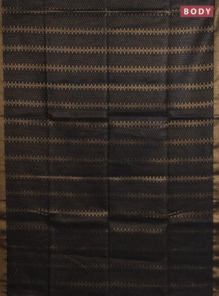 Semi dupion saree black and maroon with allover zari weaves and zari woven border