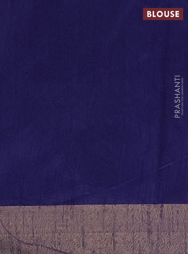 Semi dupion saree cs blue and blue with allover self emboss and zari woven border