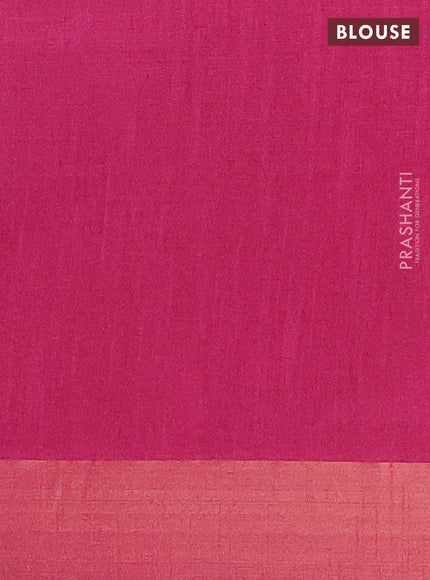 Semi dupion saree green and pink with allover self emboss and zari woven border