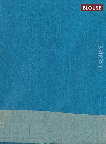 Semi dupion saree navy blue and teal blue with allover self emboss and zari woven border