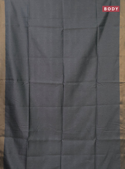 Semi dupion saree grey and pink with allover self emboss and zari woven border