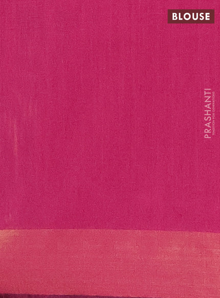 Semi dupion saree royal blue and pink with allover self emboss and zari woven border