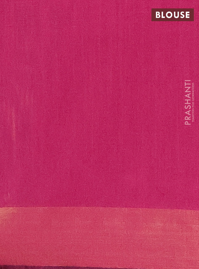 Semi dupion saree royal blue and pink with allover self emboss and zari woven border