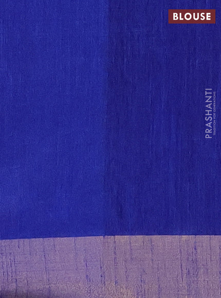 Semi dupion saree pink and blue with allover self emboss and zari woven border