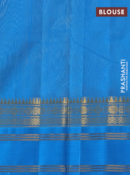 Silk cotton saree lime yellow and cs blue with plain body and zari woven simple border
