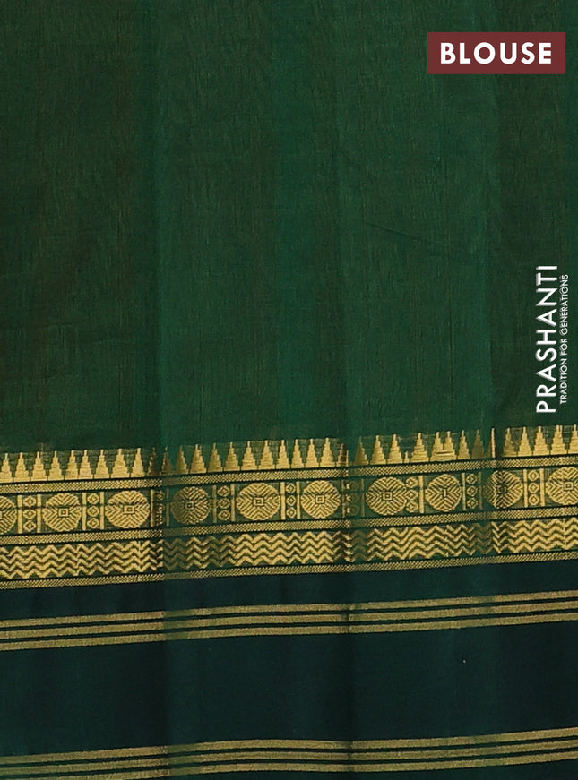 Silk cotton saree orange and green with plain body and zari woven simple border