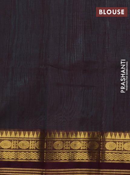 Silk cotton saree teal blue and deep wine with plain body and zari woven simple border