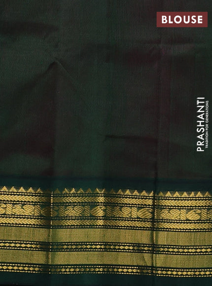 Silk cotton saree pink and green with plain body and zari woven korvai border