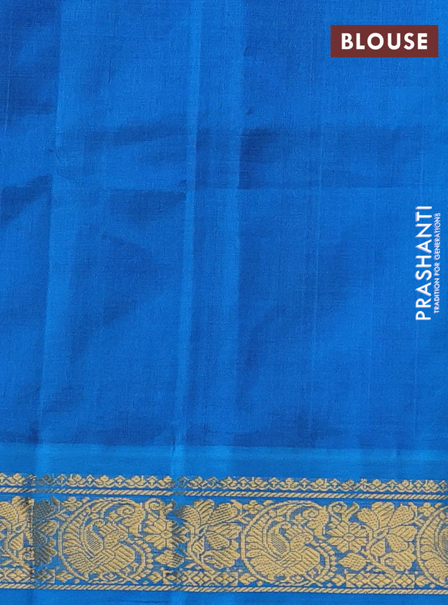 Silk cotton saree blue and cs blue with plain body and zari woven korvai border
