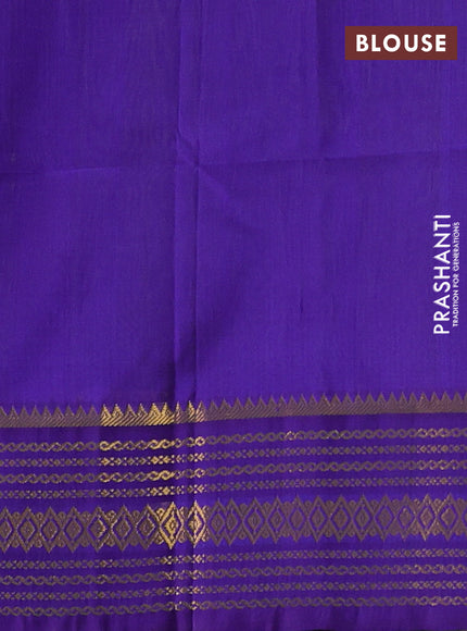 Silk cotton saree light green and blue with zari woven floral buttas and zari woven border