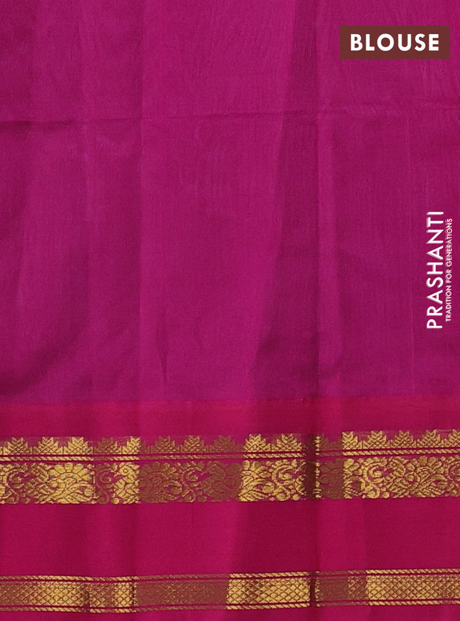 Silk cotton saree pastel grey and pink with annam zari woven buttas and rettapet zari woven korvai border