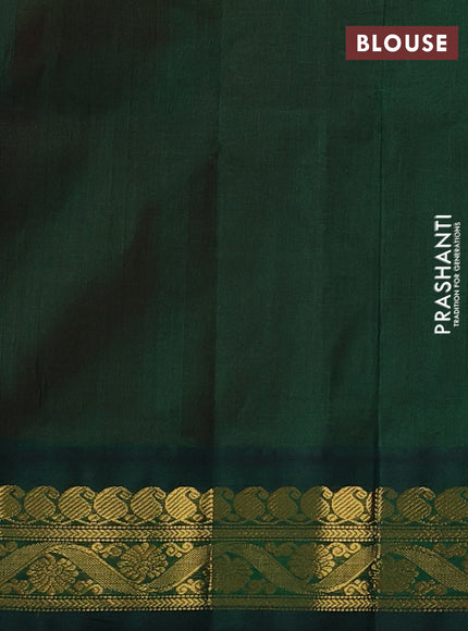 Silk cotton saree red and green with zari woven floral buttas and zari woven korvai border