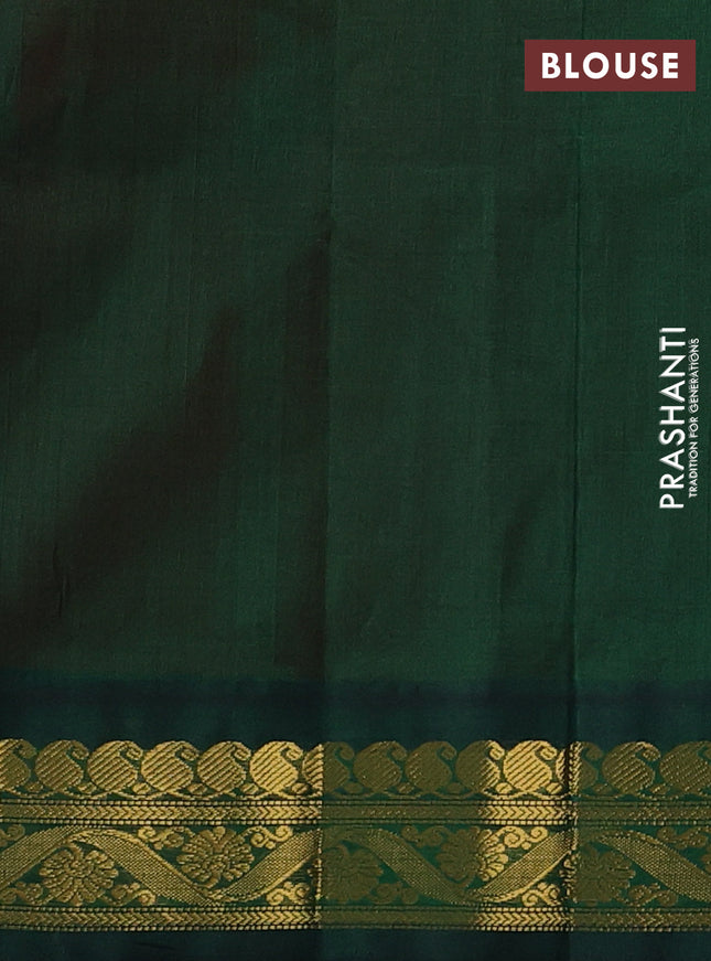 Silk cotton saree red and green with zari woven floral buttas and zari woven korvai border