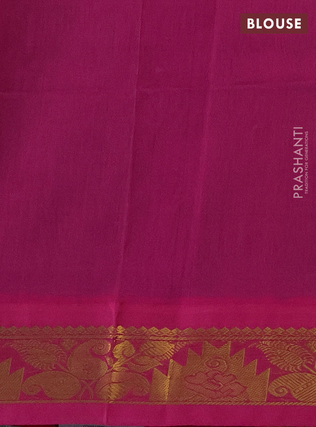 Silk cotton saree grey and pink with annam zari woven buttas and zari woven korvai border