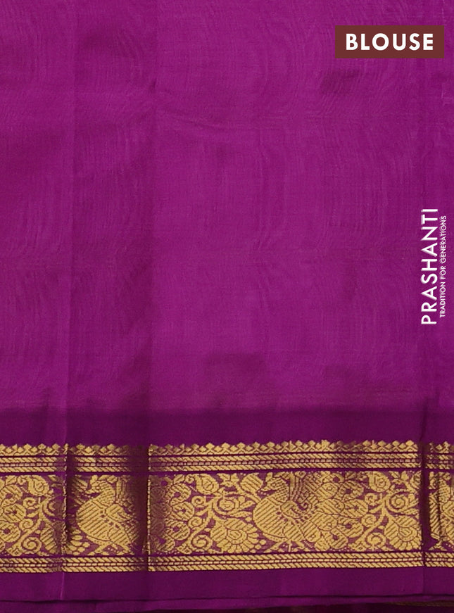 Silk cotton saree light pink and purple with zari checks & buttas and zari woven korvai border