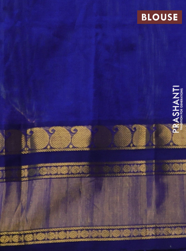 Silk cotton saree pastel green and blue with allover thread woven checked pattern and paisley zari woven korvai border