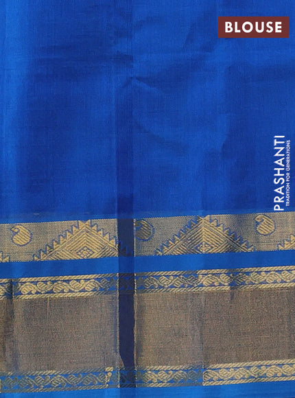 Silk cotton saree blue and cs blue with allover thread woven checked pattern and zari woven korvai border