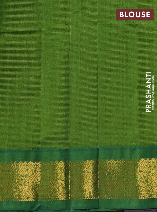 Silk cotton saree deep maroon and green with allover vairaosi pattern and zari woven korvai border