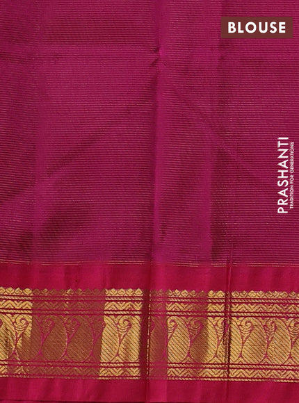 Silk cotton saree green and pink with allover vairaosi pattern and zari woven korvai border
