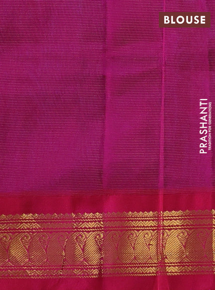 Silk cotton saree cs blue and pink with allover vairaosi pattern and zari woven korvai border