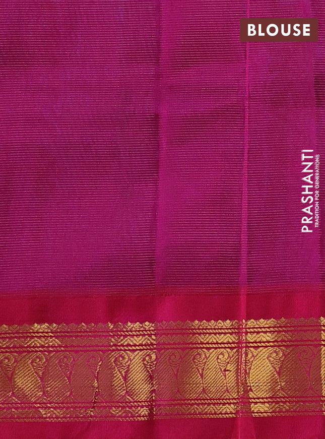 Silk cotton saree cs blue and pink with allover vairaosi pattern and zari woven korvai border