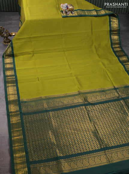 Silk cotton saree mehendi green and bottle green with allover vairaosi pattern and zari woven korvai border